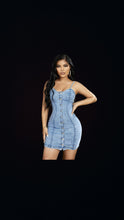 Load image into Gallery viewer, Spaghetti strap heart shaped Jean dress
