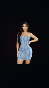 Spaghetti strap heart shaped Jean dress