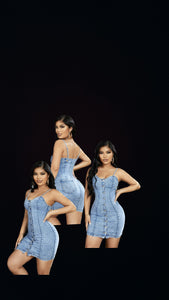 Spaghetti strap heart shaped Jean dress